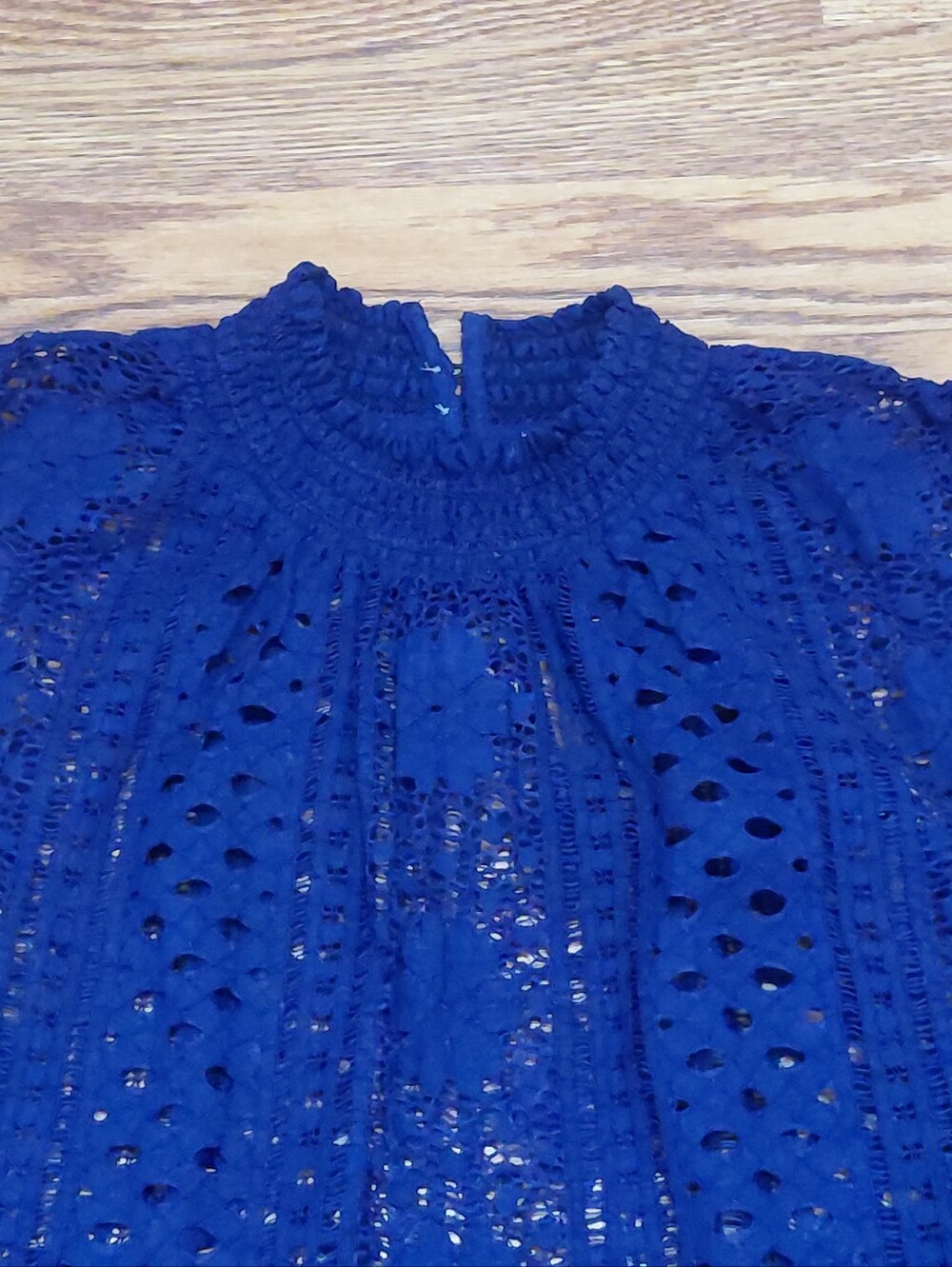 Loft Eyelet Lace Sleeveless Blouse Women Size L Blue Fashion Top